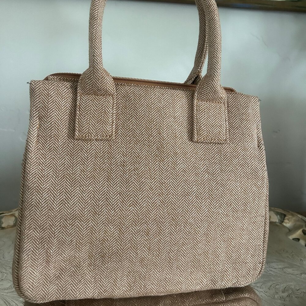 Jcrew Brown Herringbone Purse Handbag New Without Tags Chic, Understated